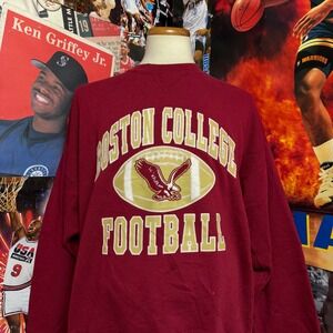Vintage Boston College Football Sweatshirt Pullover Crewneck Maroon Gold Sz XXL